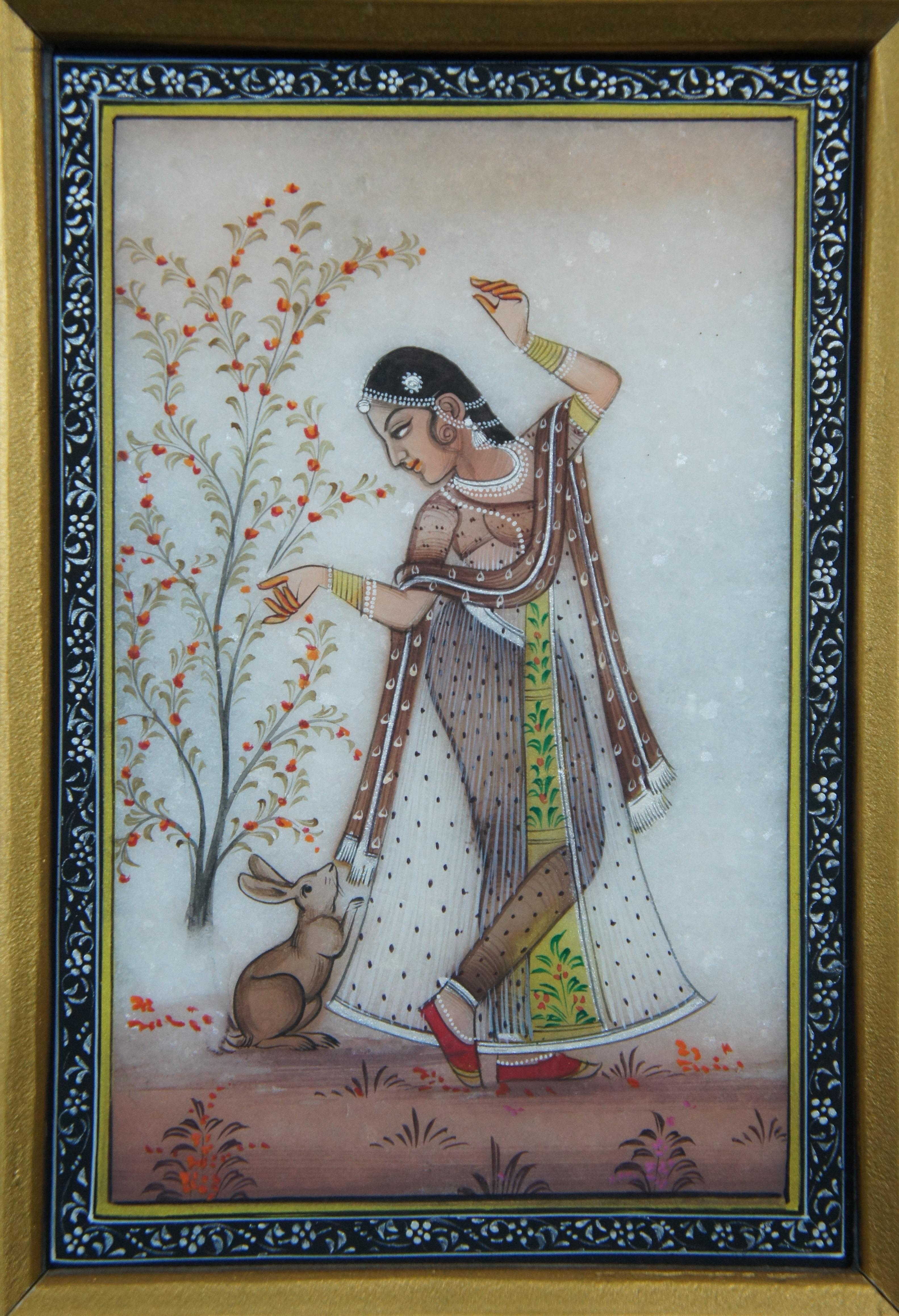 10 Vintage Miniature Indian Ragamala Ragini Rajasthani Paintings on Marble 1