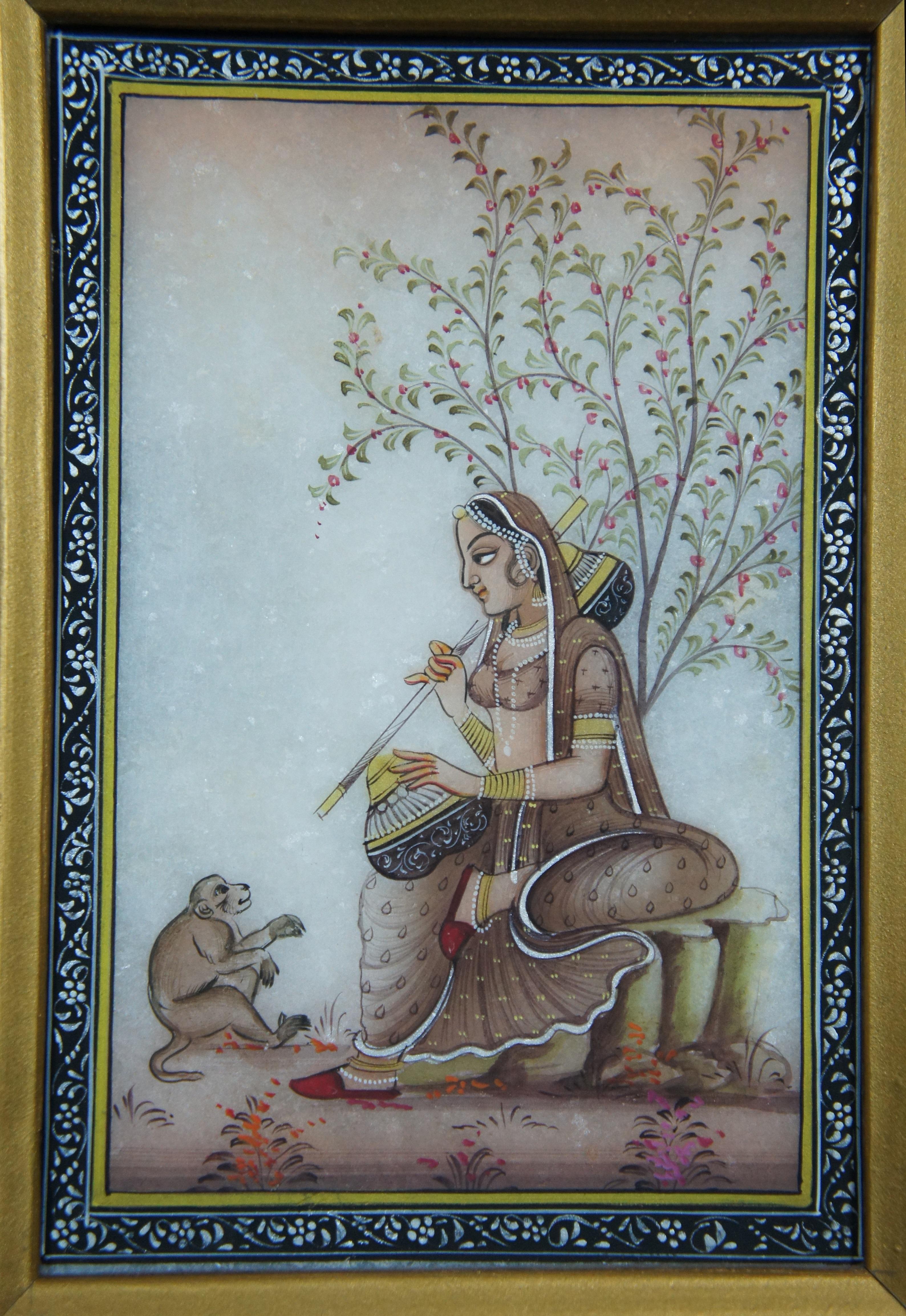10 Vintage Miniature Indian Ragamala Ragini Rajasthani Paintings on Marble 5