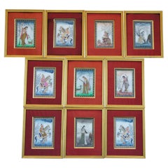 10 Vintage Miniature Indian Ragamala Ragini Rajasthani Paintings on Marble