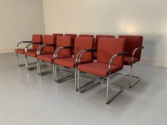 10 Vitra "Visasoft" Dining Meeting Chairs - In Dark Red Fabric