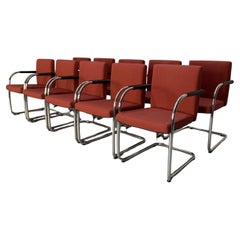 10 Sedie da pranzo Vitra "Visasoft" - in tessuto rosso scuro