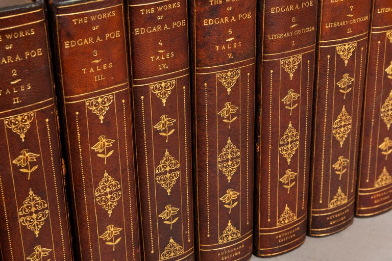 Leather 10 Volumes, Edgar Allan Poe, The Works For Sale