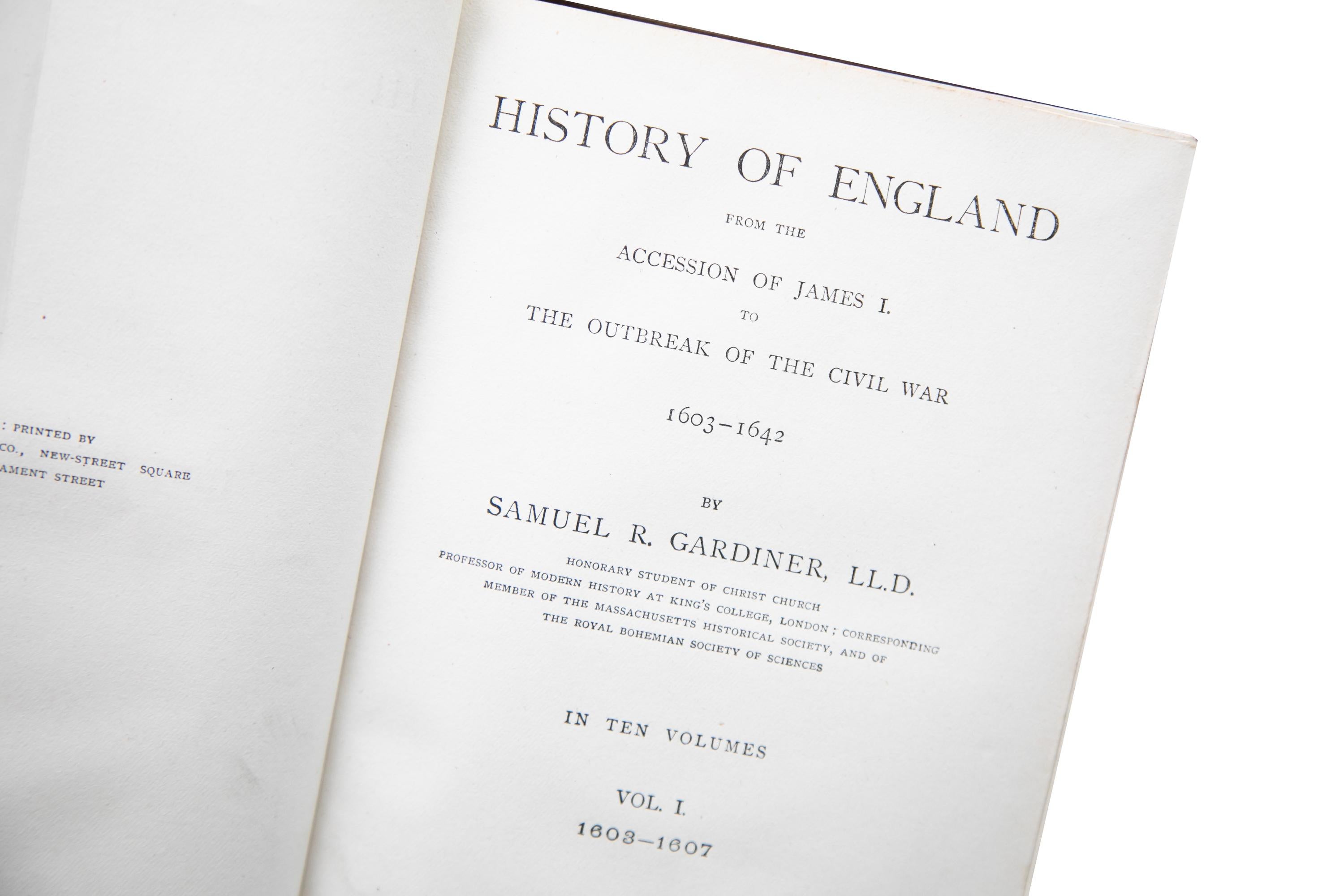 19th Century 10 Volumes, Samuel R. Gardiner, History of England For Sale
