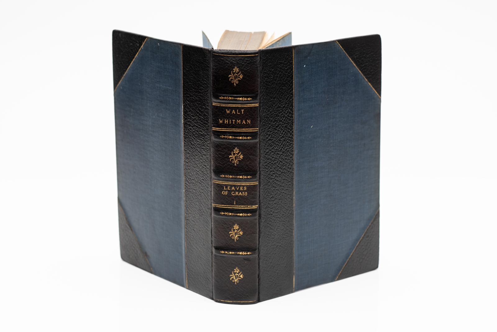 10 Volumes. Walt Whitman. The Complete Writings.
Bound in 3/4 black morocco, linen boards, top edges gilt, raised bands, gilt panels, Illustrated. National Edition, limited to 500 Copies, This is #208. Published: New York: Henry W. Knight 1902.
H:9