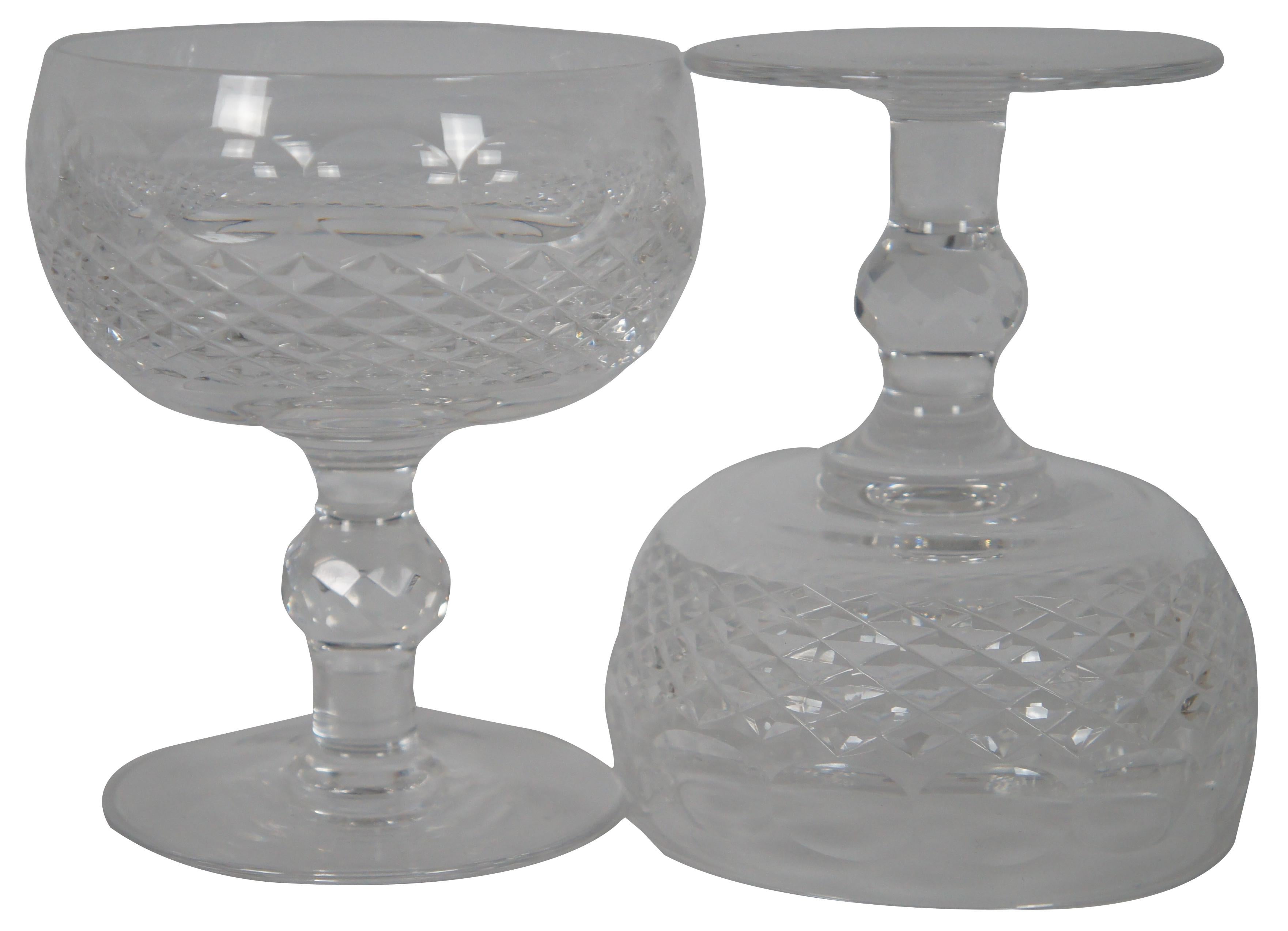 Set of ten vintage Waterford cut crystal short stem champagne / tall sherbet glasses in the Colleen pattern. 764111.