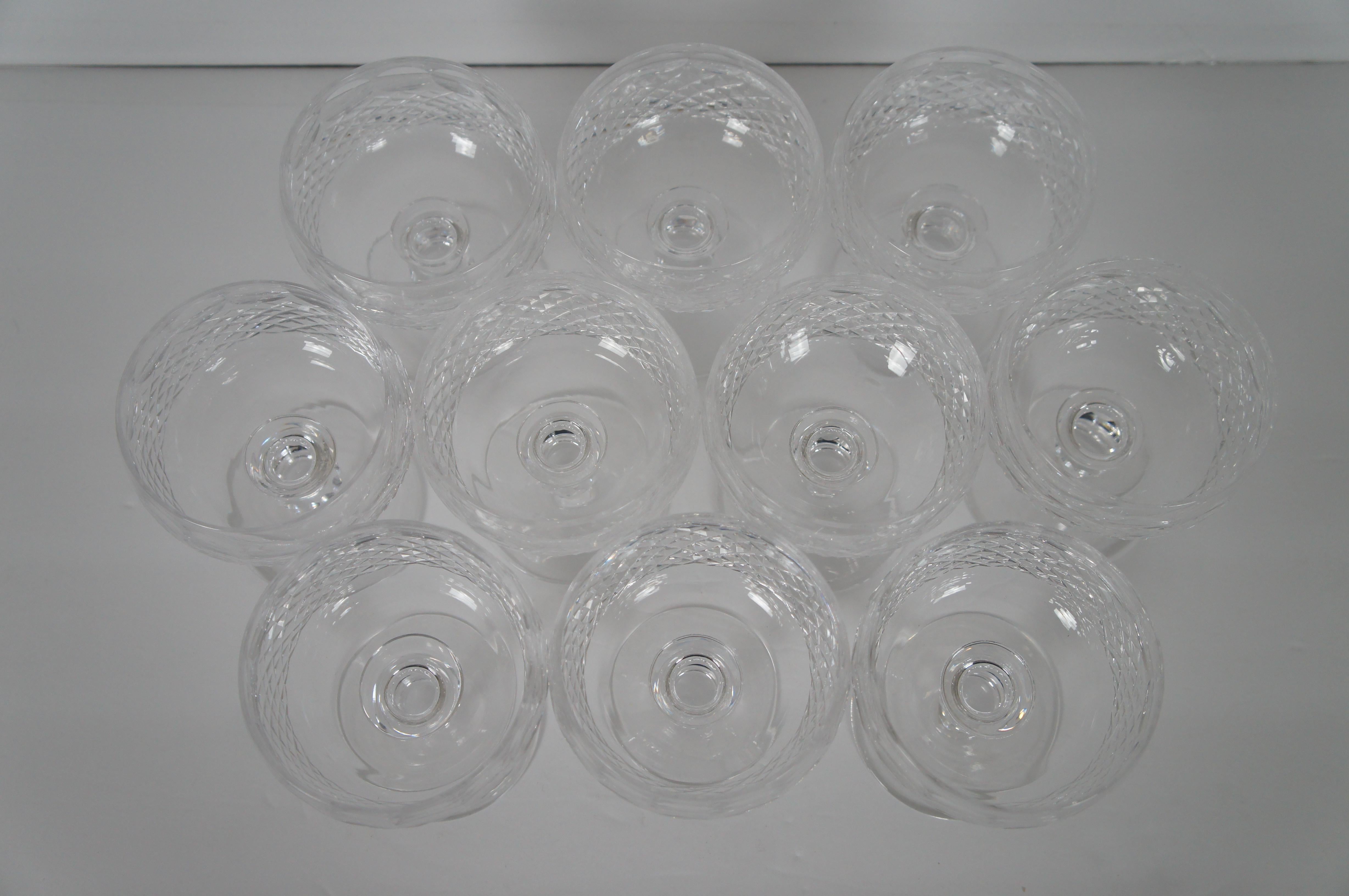 20th Century 10 Vtg Waterford Crystal Colleen Short Stem Sherbet Champagne Goblet Glasses