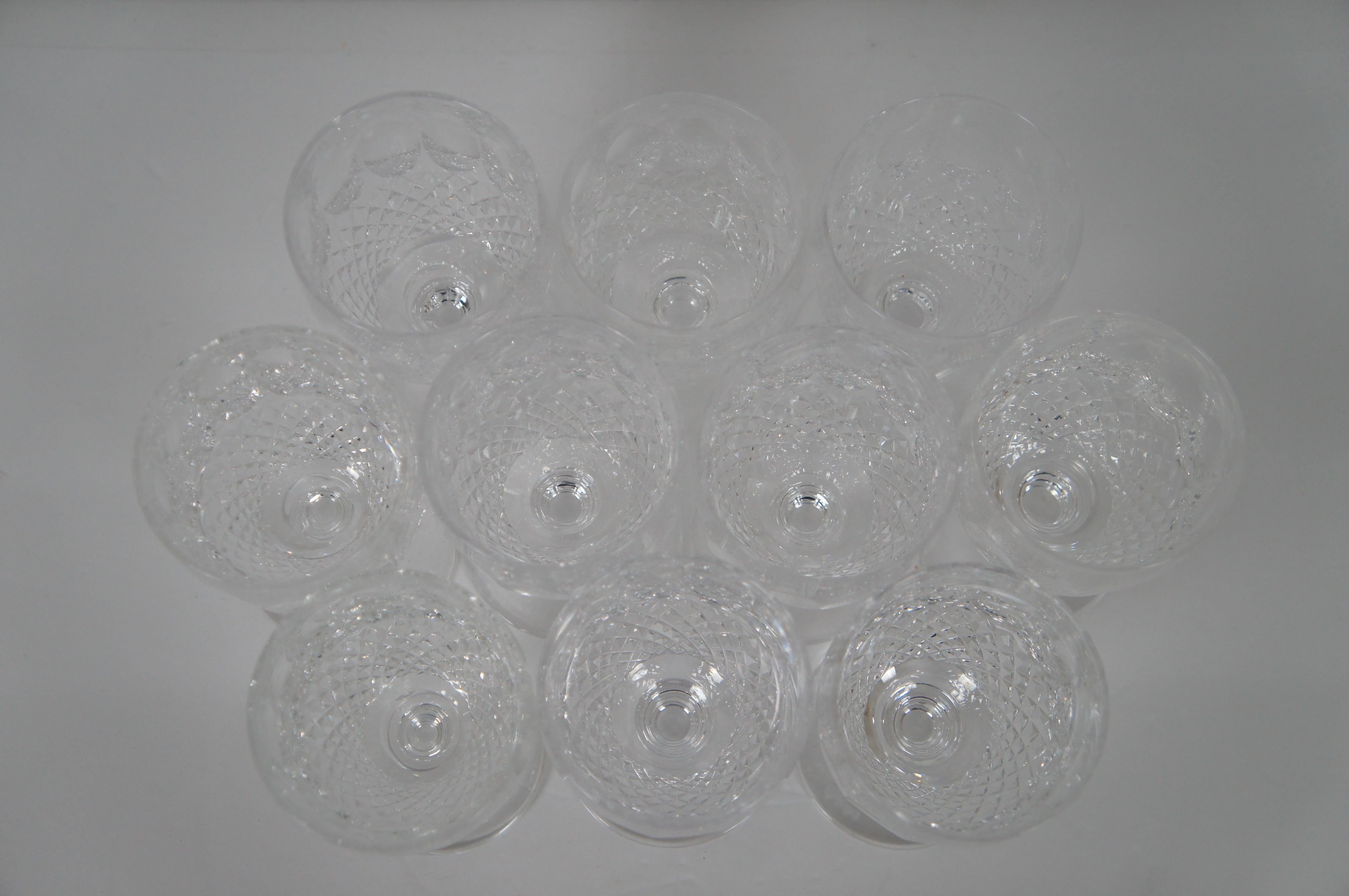 10 Vtg Waterford Crystal Colleen Short Stem Water Wine Goblets Glasses In Good Condition In Dayton, OH