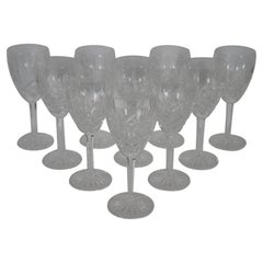 Used 10 Waterford Crystal Araglin Claret Water Goblets Stemmed Wine Glasses 7"