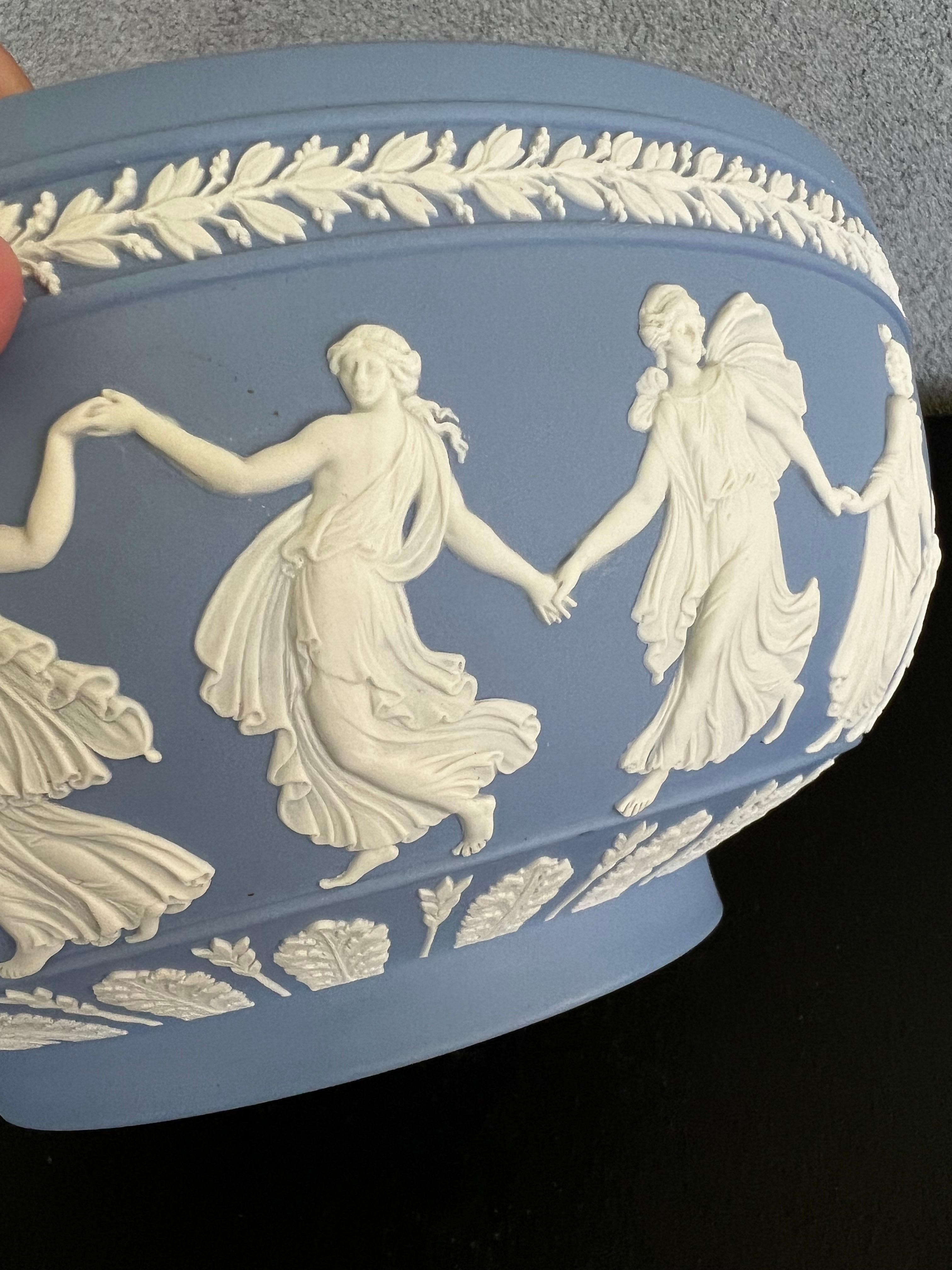 10” Wedgwood Light Blue Dancing Hours Neoclassical Jasperware Bowl  1
