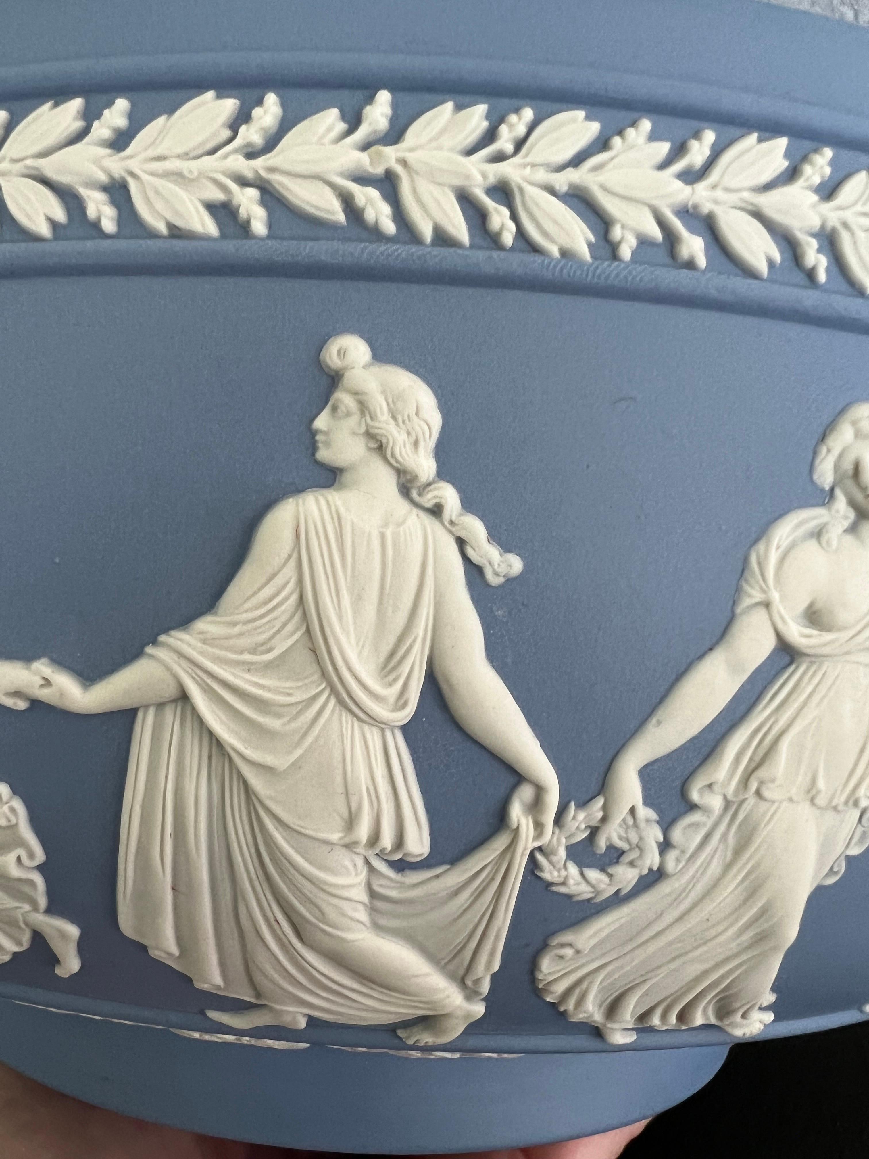 10” Wedgwood Light Blue Dancing Hours Neoclassical Jasperware Bowl  2
