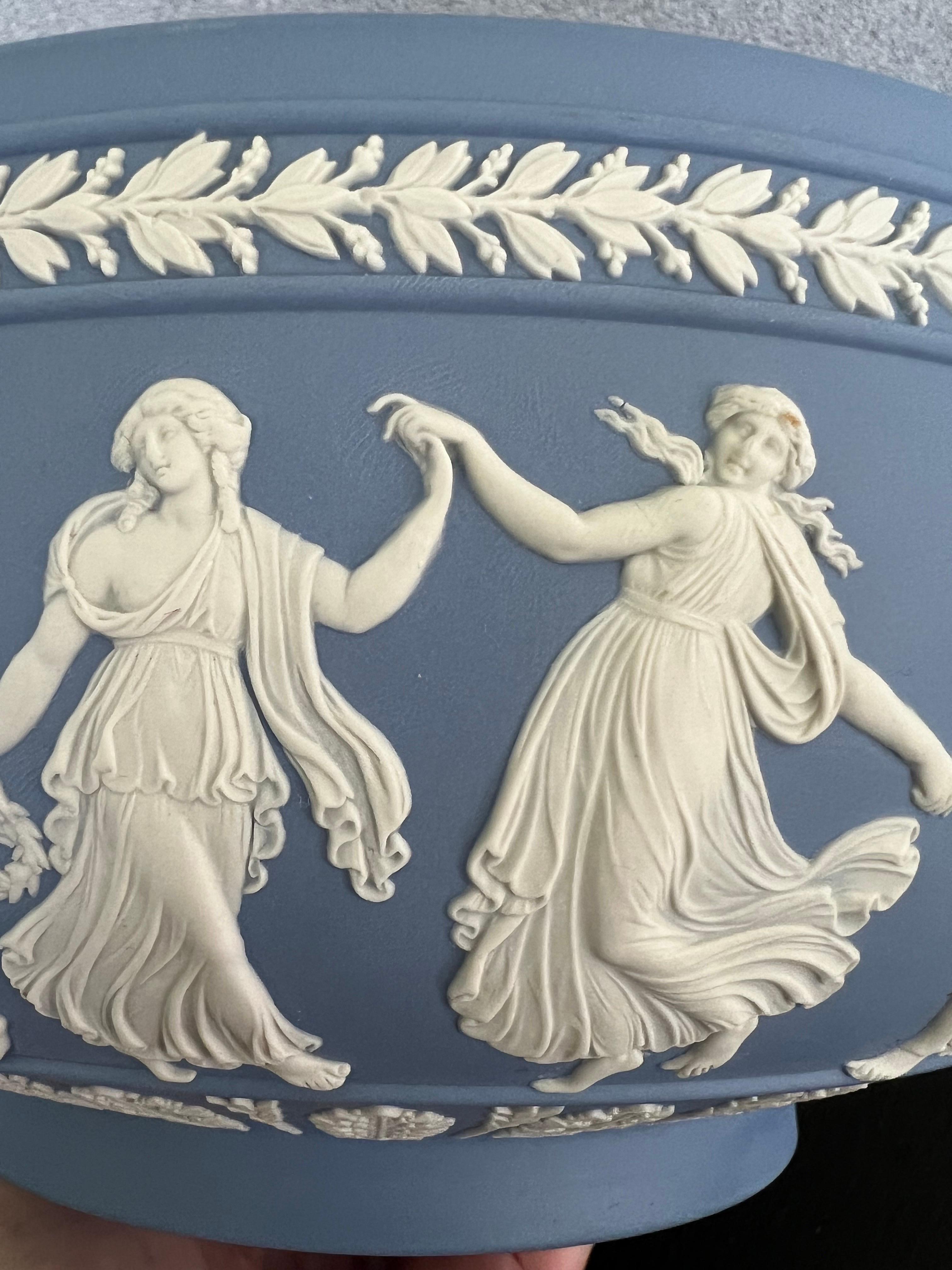 10” Wedgwood Light Blue Dancing Hours Neoclassical Jasperware Bowl  4