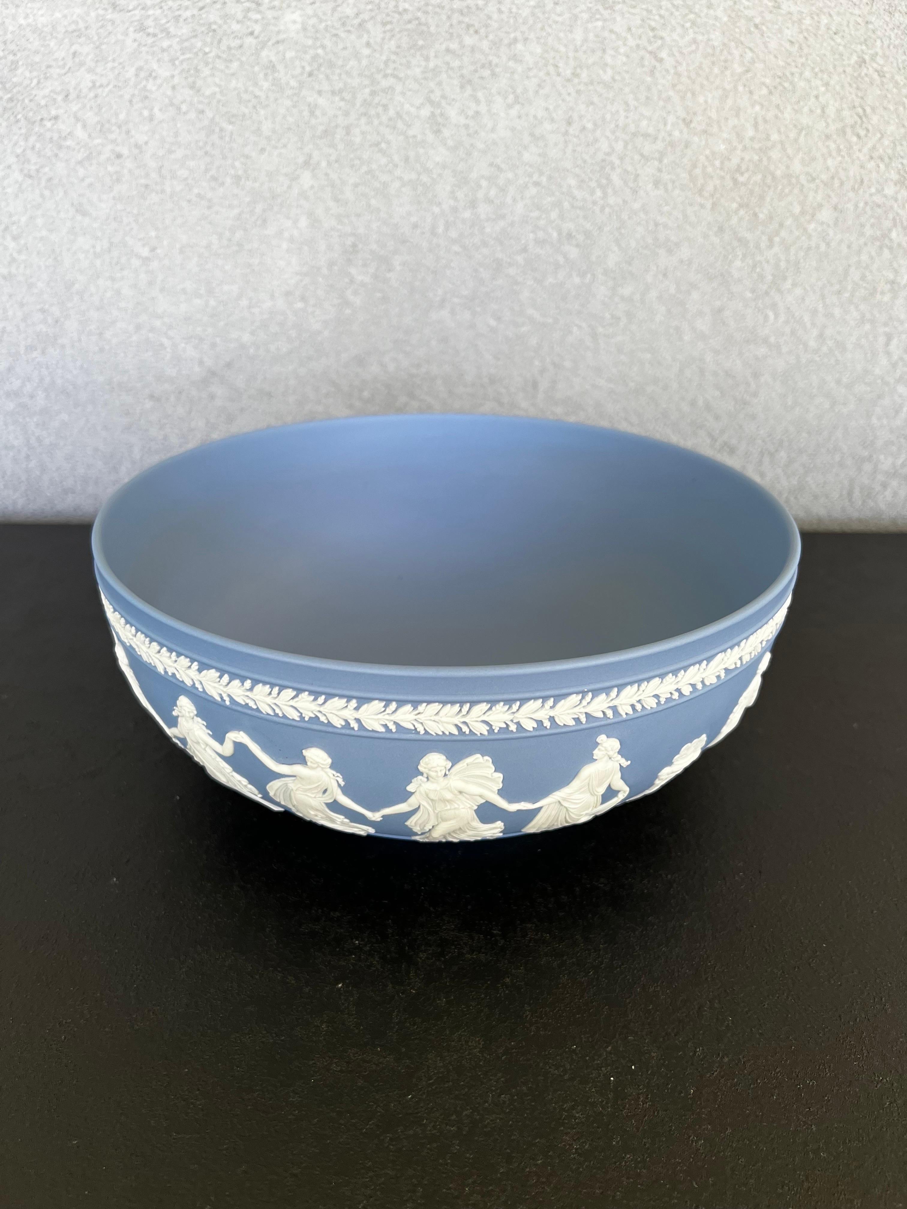 10” Wedgwood Light Blue Dancing Hours Neoclassical Jasperware Bowl  7