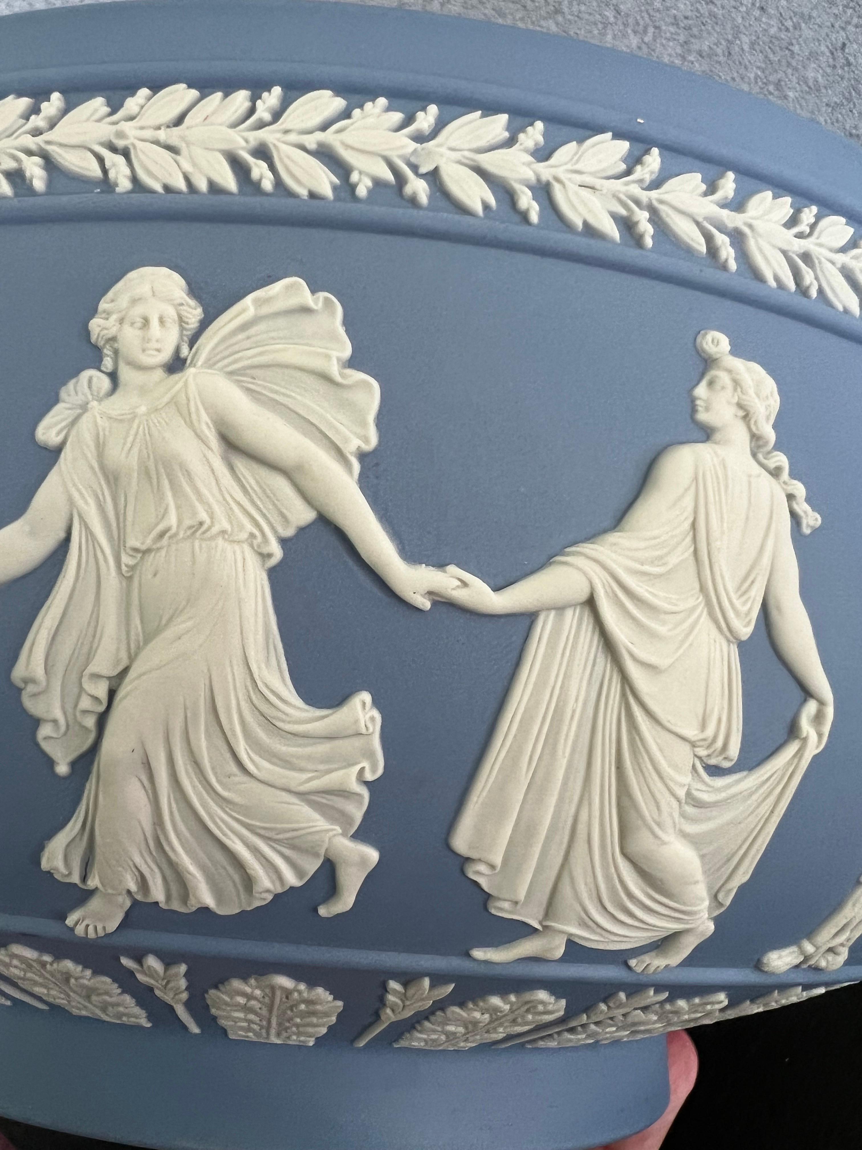 20th Century 10” Wedgwood Light Blue Dancing Hours Neoclassical Jasperware Bowl 
