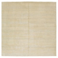 Tappeto moderno in lana organica stile Savannah 10 x 10 in beige con motivi geometrici
