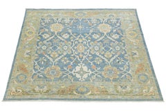 10' x 10' Modern Sultanabad Hand-Knotted Wool Area Rug - Slate Blue & Sage
