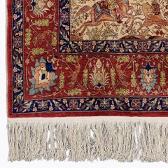 Antique 10 x 10 Quality Hereke Silk Rug - Mid 20th Century