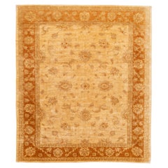 10 x 11 Tapis indien contemporain en laine à motifs floraux Peshawar, fait à la main, de couleur havane