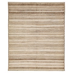 10 x 12 Modern Moroccan Wool Rug In Brown with Geometric Tribal Motifs