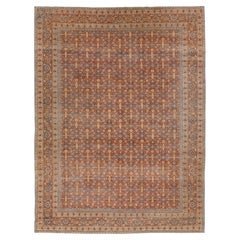 10 x 13 Antique Tabriz Red Handmade Persian Wool Rug with Allover Pattern
