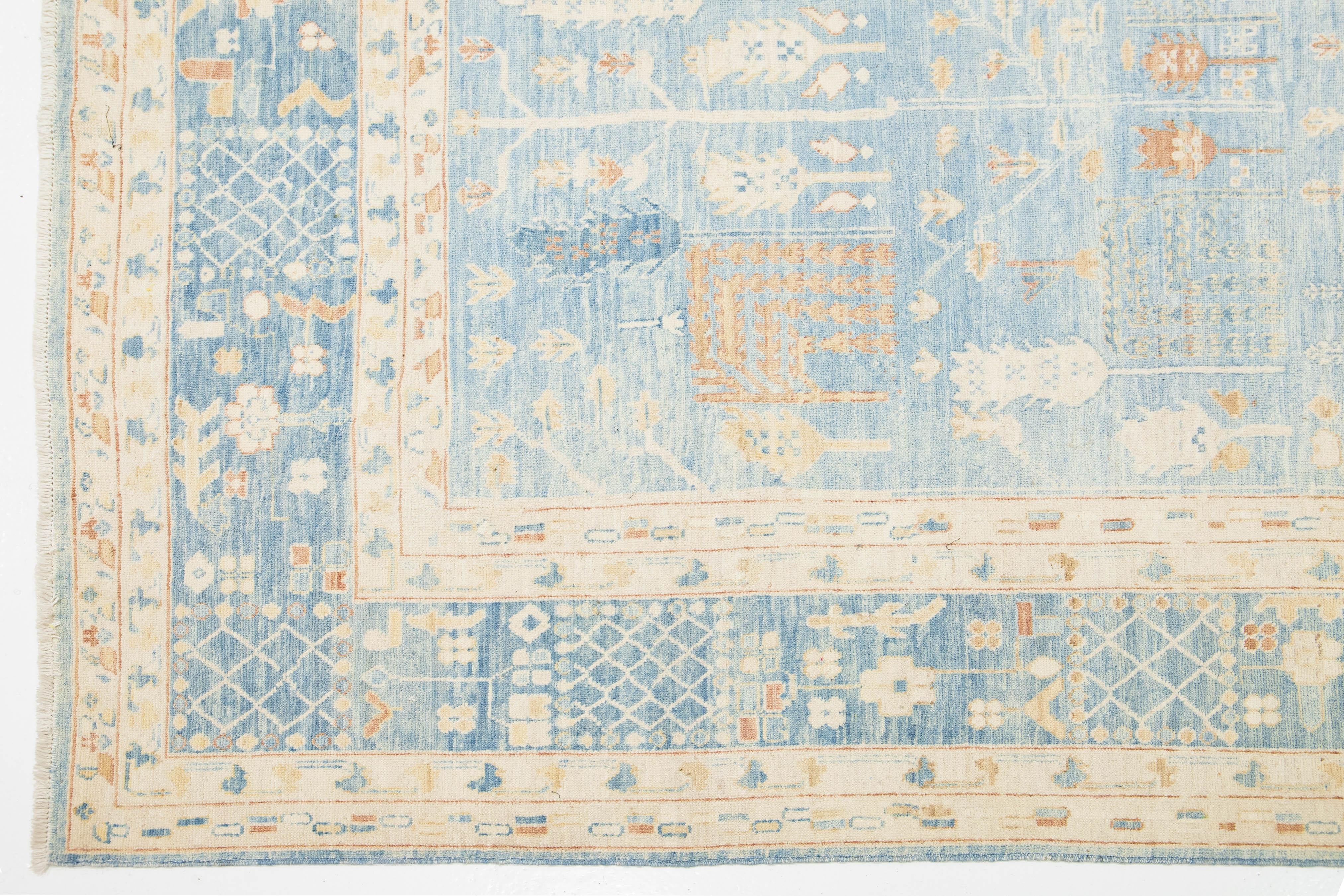 10 x 13 Tapis contemporain en laine Design/One fait à la main en bleu clair Neuf - En vente à Norwalk, CT