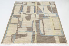 10 x 13 Modern Moroccan Wool Rug with Abstract Geometric Design, Earthy Tones
