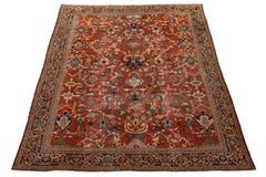 10 x 14 Antique Persian Heriz Red Wool Rug With Allover Design