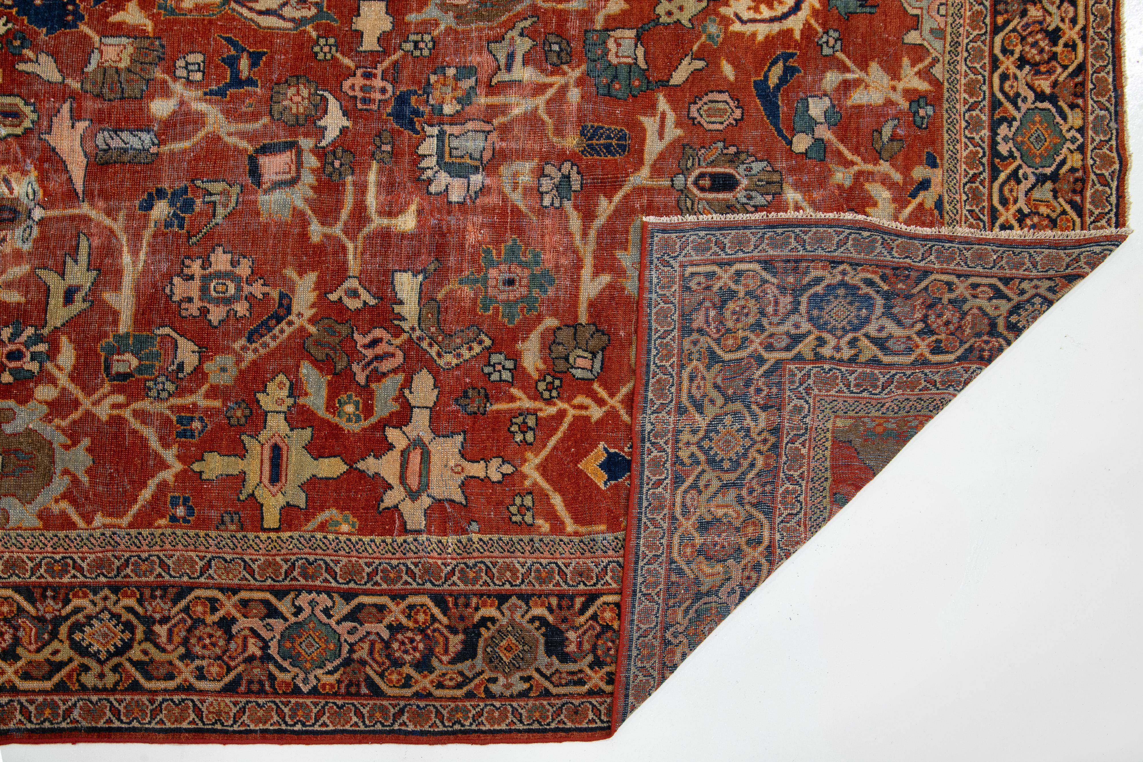 10 x 14 Antiker persischer Heriz-Roter Wollteppich mit Allover-Design im Zustand „Gut“ im Angebot in Norwalk, CT