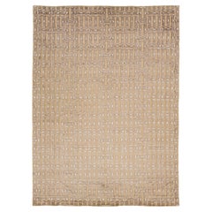 10 x 14 Contemporary Soumak Tan Wool And Jute Rug Handmade Geometric