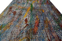 10 x 14 Contemporary Wool and Silk Rug With Multicolored Abstract Design