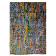10 x 14 Contemporary Wool and Silk Rug With Multicolored Abstract Design
