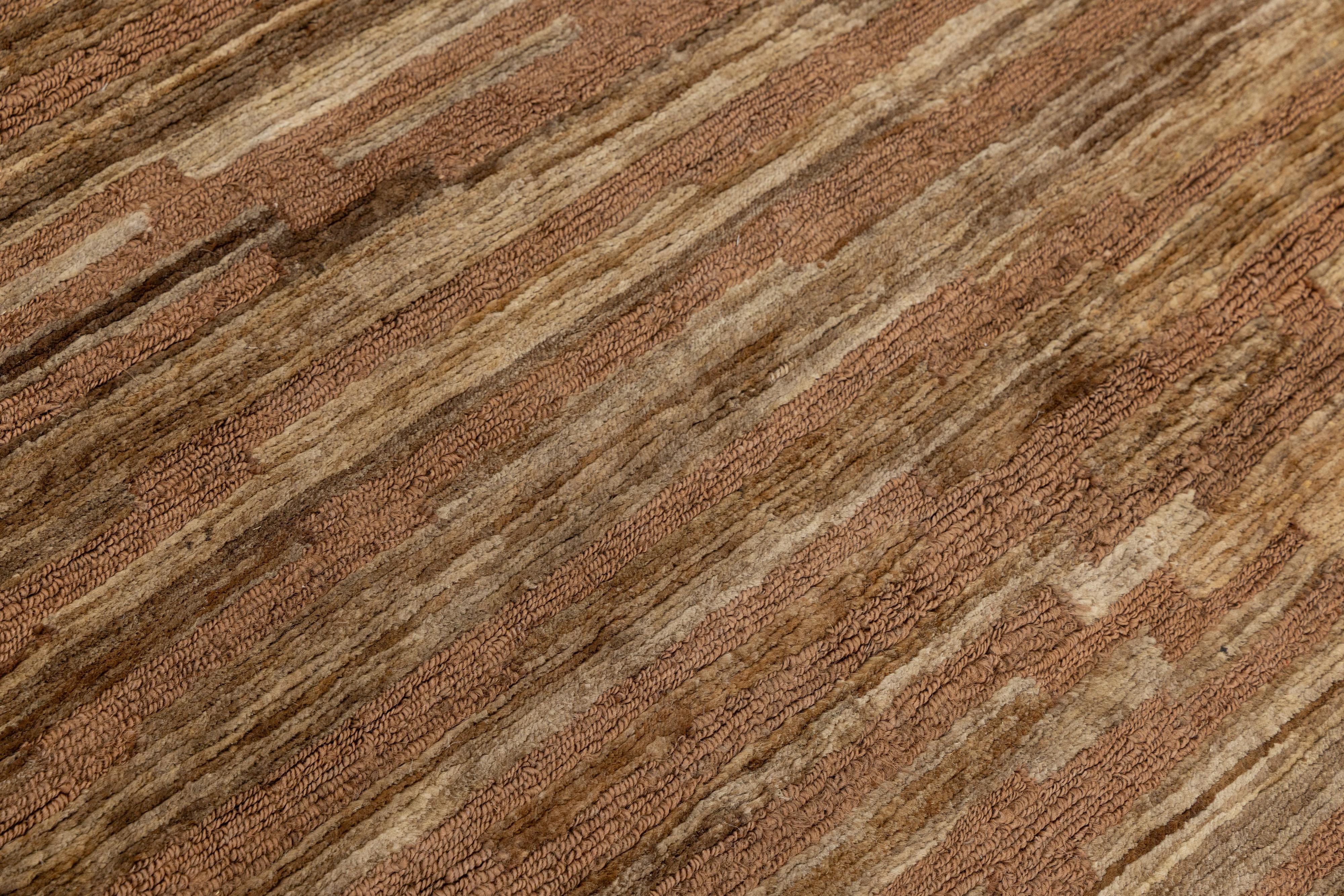 10 x 14 Modern Brown Wool and Jute Rug With Abstract Design en venta 3