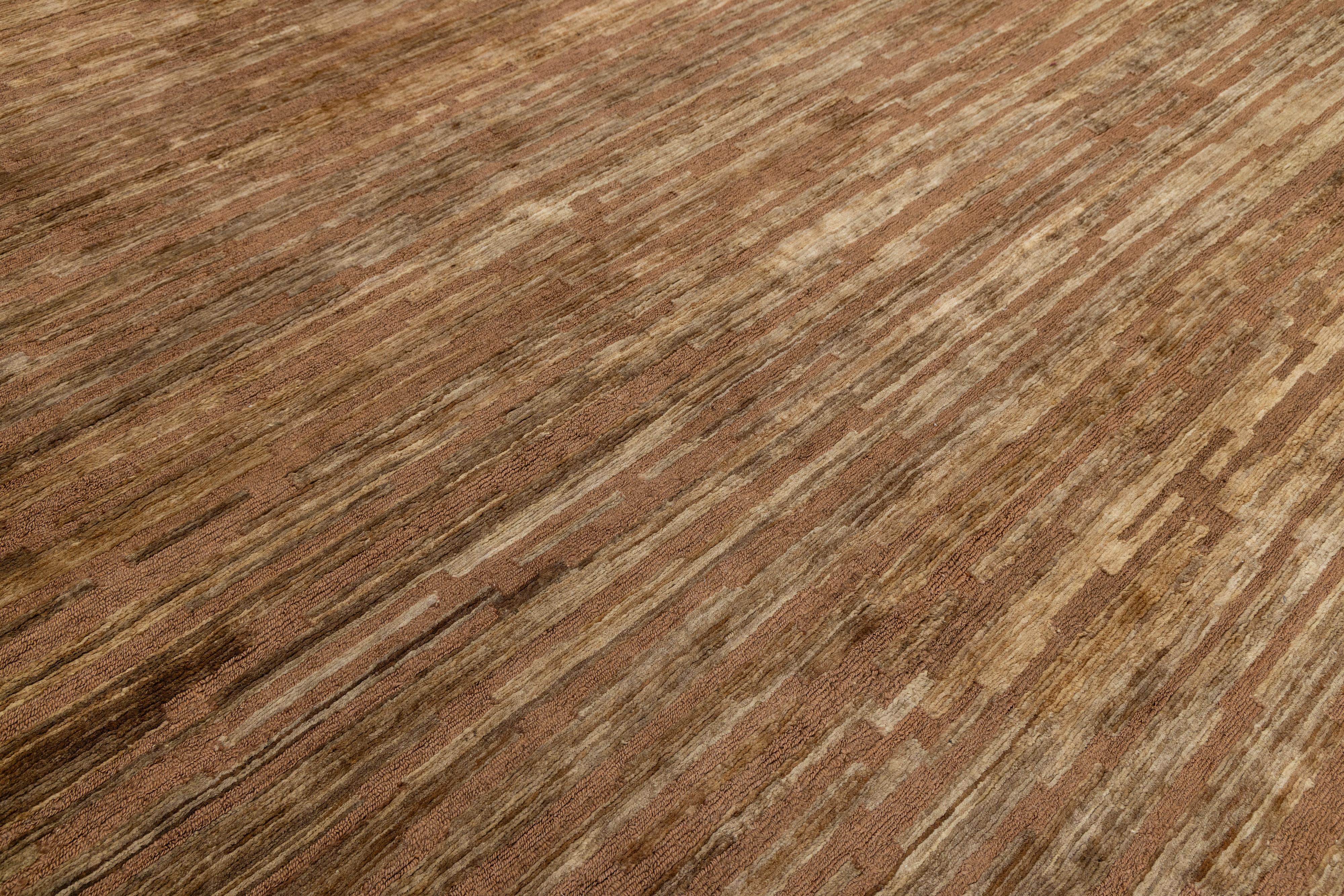 10 x 14 Modern Brown Wool and Jute Rug With Abstract Design en venta 1