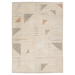 10 x 14 Modern Designed Moroccan Style Wool Rug In Beige