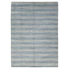 10 x 14 Modern Hand Loom Wool Rug In Gray and Blue  With Geometric Design