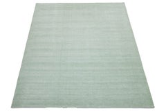 10 x 14 Modern Indian Texture Handmade Wool Rug in a Solid Light Green