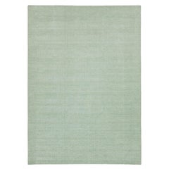 10 x 14 Modern Indian Texture Handmade Wool Rug in a Solid Light Green