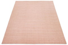 10 x 14 Modern Indian Texture Handmade Wool Rug in a Solid Pink Color