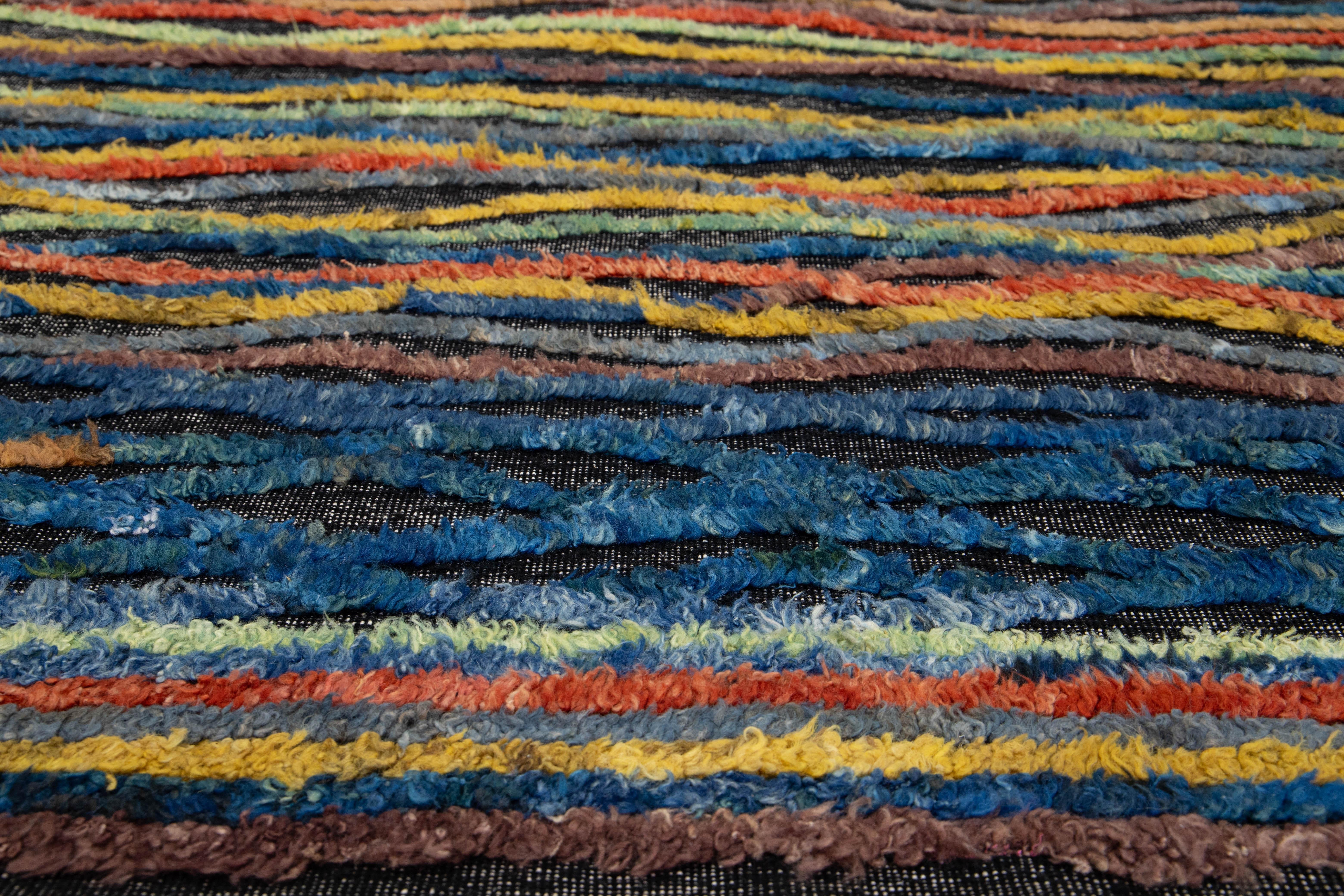 10 x 14 Alfombra moderna de lana estilo marroquí hecha a mano con diseño abstracto multicolor Anudado a mano en venta