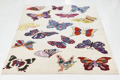 10 x 14 Modern Turkish Hand-Knotted Wool Rug – Colorful Butterfly Motif