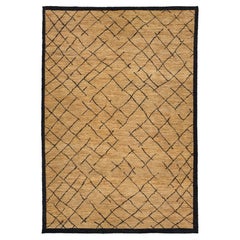 10 x 15 Contemporary Soumak Handmade Geometric Jute Rug In Tan Color