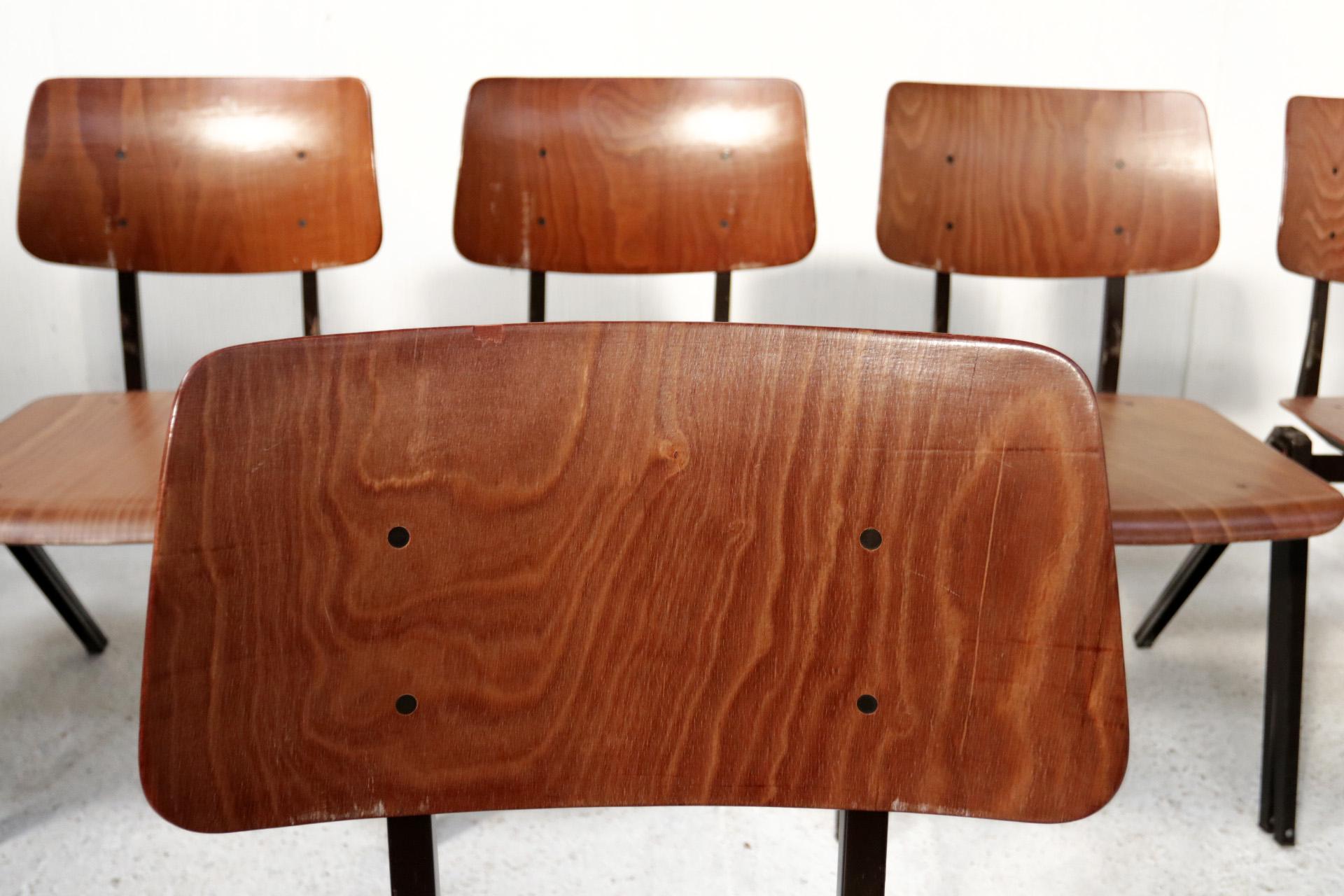10 x Dutch Industrial Design Prouve Style School Chairs S21 Compas Galvanitas For Sale 3