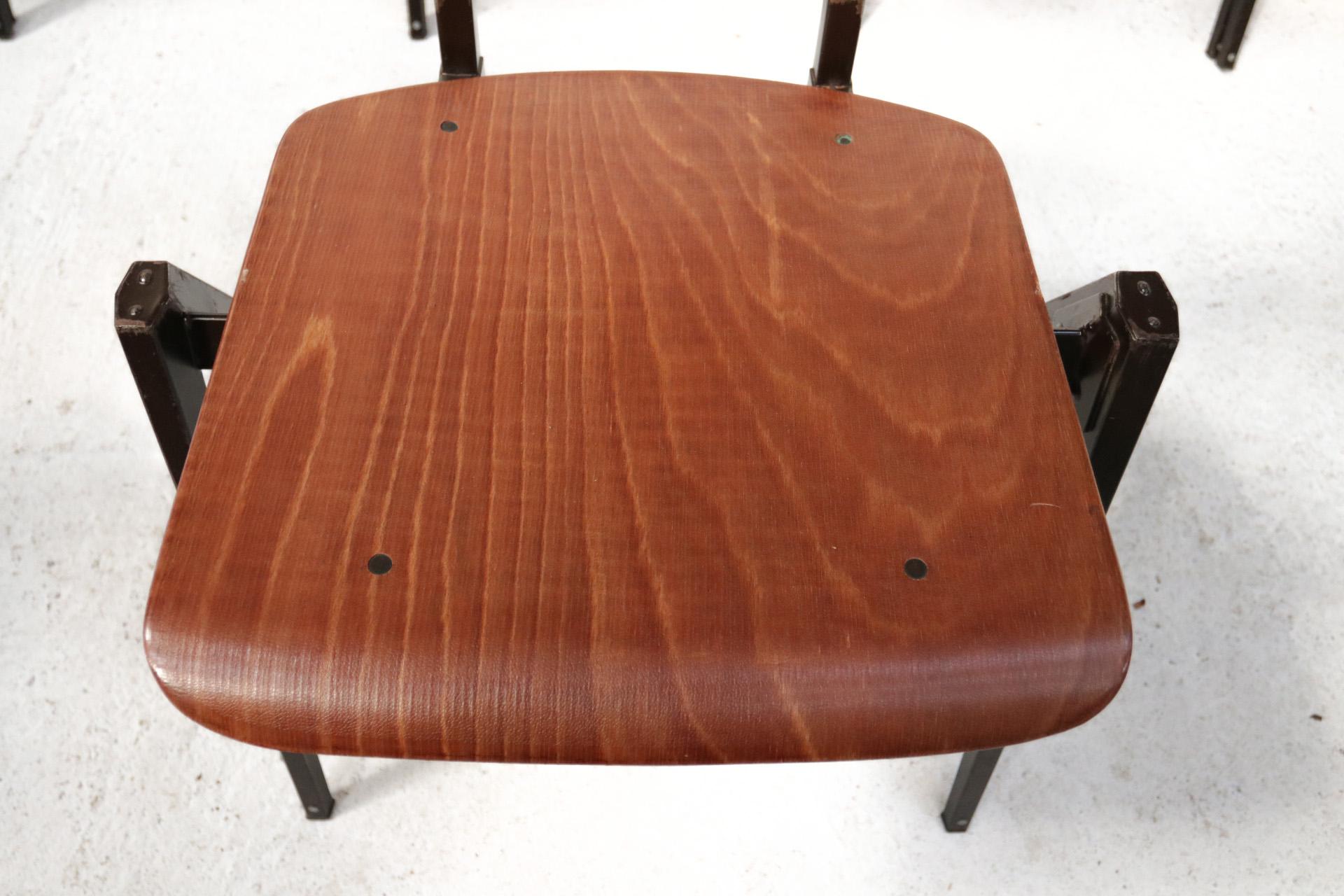 10 x Dutch Industrial Design Prouve Style School Chairs S21 Compas Galvanitas For Sale 4