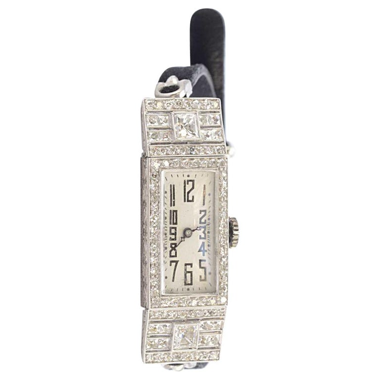 100% Authentic Audemars Piguet Pure Platinum Art Deco Diamond Ladies ...