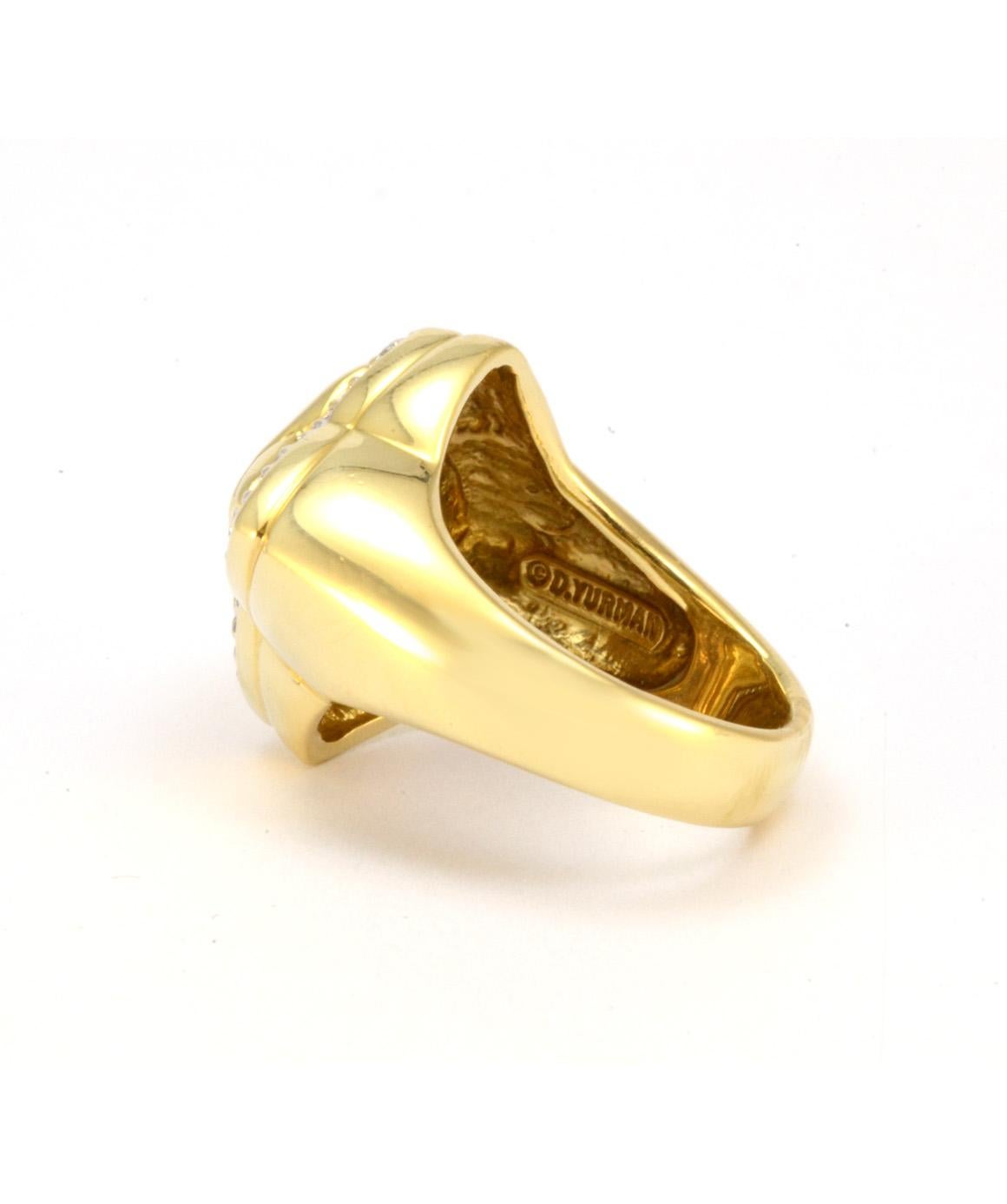 100% Authentic David Yurman 18 Karat Yellow Gold Natural Diamond Ring 1