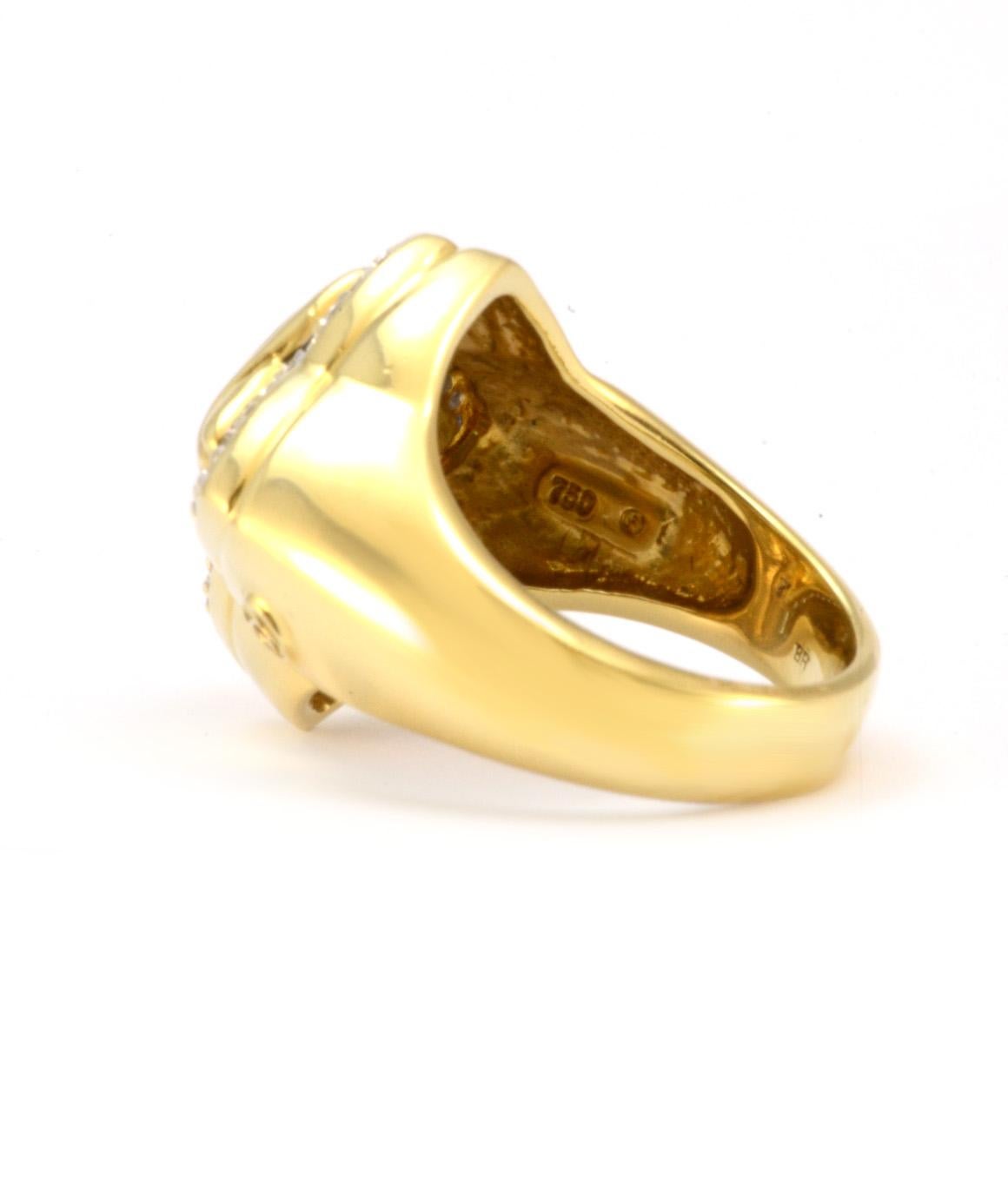 100% Authentic David Yurman 18 Karat Yellow Gold Natural Diamond Ring 2
