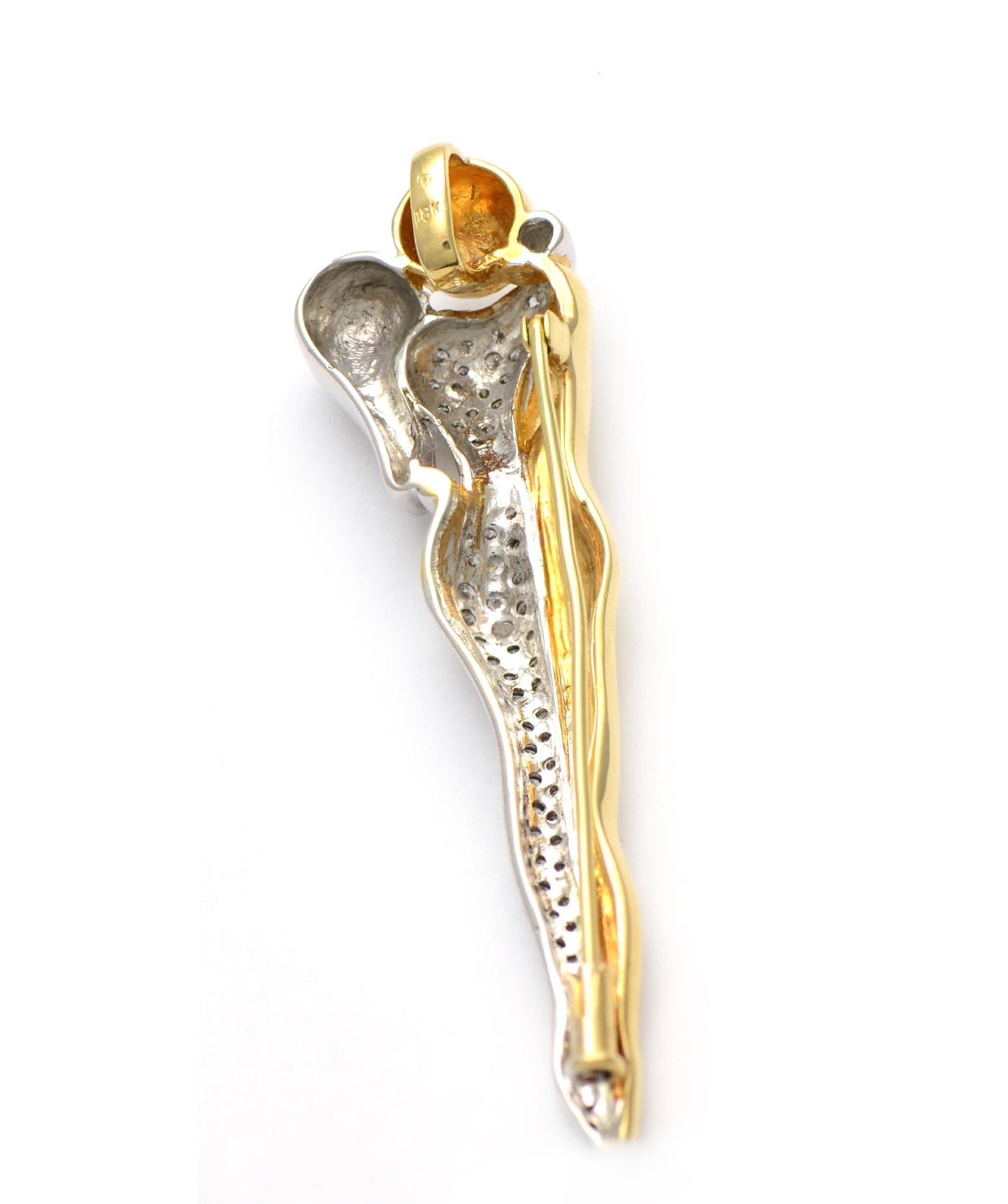 100% Authentic Erte Solid 18K Two-Tone Gold Man & Woman Diamond Pin/Pendant
This 100% Authentic Erte Solid 18K Two-Tone Gold Man & Woman Diamond Pendant/Brooch is in excellent condition! It is a truly beautiful piece measuring approximately 2.5