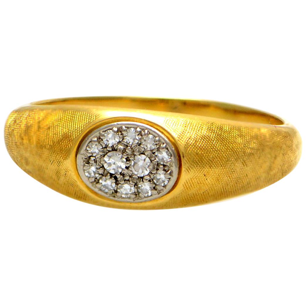 100% Authentic Jabel Solid 18 Karat Yellow Gold and Natural Diamond Ring 6.2g