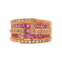 100% Authentic Levian 14 Karat Gold Genuine Pink Sapphire and Diamond Ring 11.9g