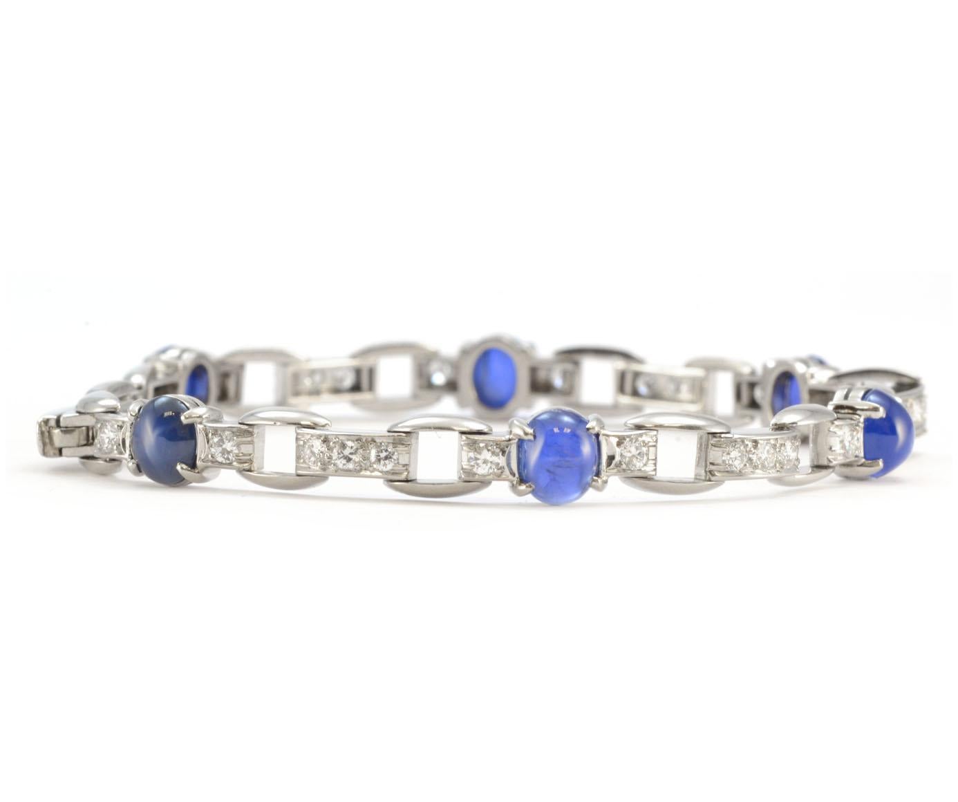 100% Authentic Tiffany & Co. Platinum Cabochon Sapphire and Diamond Bracelet 1