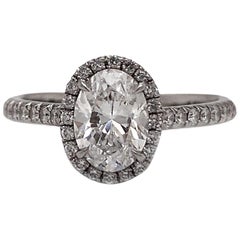 100% Authentic Tiffany & Co. Pure Platinum Diamond Halo Engagement Ring
